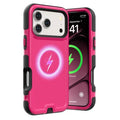 For iPhone 18 Pro Max / 17 Pro Max Compatible with MagSafe Anti-drop 3-Layer PC + TPU Phone Cover - Rose Red