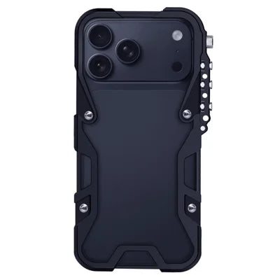 For iPhone 18 Pro Max / 17 Pro Max Bumper Case Aluminium Alloy Metal Phone Shell Cover with Strap - Black