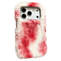 For iPhone 18 Pro Max  /  17 Pro Max Case Cloud-Like Mottling Pattern Rabbit Fur TPU Phone Back Cover - White  /  Red