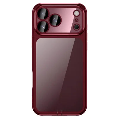 For iPhone 18 Pro Max / 17 Pro Max Case Electroplated TPU Anti Drop Phone Cover with Lens Film - Wine Red