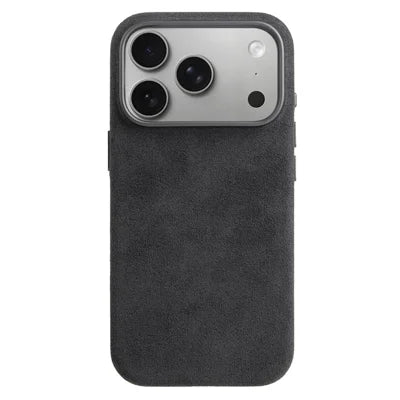 MELKCO for iPhone 18 Pro Max / 17 Pro Max Case Compatible with MagSafe Alcantara Leather + PC Phone Cover with Metal Keys / AI Button - Dark Grey
