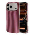  For iPhone 17 Pro Max / iPhone 18 Pro Max TPU Case IMD Burgundy Series Glossy Anti Drop Phone Back Cover - Vertical Pink Stripes