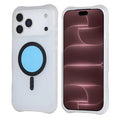 For iPhone 18 Pro Max  /  17 Pro Max Magnetic Case Wave Air-Cushion Corners Anti-Drop TPU + PC Matte Translucent Back Phone Cover - Mist Blue