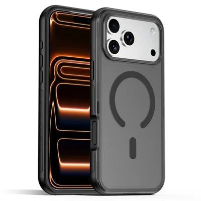 For iPhone 18 Pro Max  /  17 Pro Max Magnetic Case Translucent Matte Skin Touch PC + TPU Phone Back Cover - Black