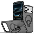 For iPhone 18 Pro Max  /  17 Pro Max Magnetic Case Tennis Racket Style Kickstand Translucent Matte Skin Touch PC + TPU Phone Back Cover - Black