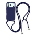For iPhone 18 Pro Max / 17 Pro Max Case TPU Soft Shockproof Phone Cover with Adjustable Lanyard - Dark Blue