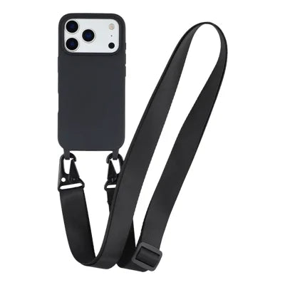 For iPhone 18 Pro Max / 17 Pro Max Lanyard Case TPU Soft Matte Phone Cover - Black