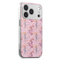 For iPhone 18 Pro Max  /  17 Pro Max Magnetic Case Floral Pattern Printing PU Leather Coated PC TPU Anti Drop Phone Back Cover - Pink
