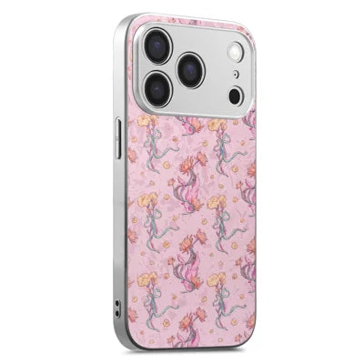 For iPhone 18 Pro Max  /  17 Pro Max Magnetic Case Floral Pattern Printing PU Leather Coated PC TPU Anti Drop Phone Back Cover - Pink