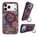 DENIOR For iPhone 18 Pro Max  /  17 Pro Max Case Magnetic Kickstand Embroidered Floral Style Phone Cover - Purple