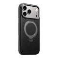 DENIOR A33 for iPhone 18 Pro Max / 17 Pro Max Case Magnetic Kickstand PU Leather Cowhide Texture Phone Cover - Black