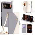 For iPhone 18 Pro Max / 17 Pro Max Crossbody Leather Case Envelope Style Phone Wallet Cover with Mirror / Shoulder Strap - Blue