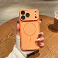 For iPhone 18 Pro Max Magnetic Case Skin Touch Matte Vertical Stripe PC + TPU Shockproof Phone Cover - Orange