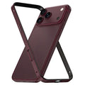 For iPhone 18 Pro Max  /  17 Pro Max Phone Case Aluminum Alloy Frame Silicone Flat Corner Bumpers Open Back Shockproof Cooling Cover - Wine Red