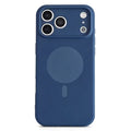 For iPhone 18 Pro Max  /  17 Pro Max Round Candy Shape Magnetic Case Liquid Silicone Shockproof Precise Cutouts Phone Cover - Navy Blue