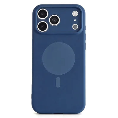 For iPhone 18 Pro Max  /  17 Pro Max Round Candy Shape Magnetic Case Liquid Silicone Shockproof Precise Cutouts Phone Cover - Navy Blue