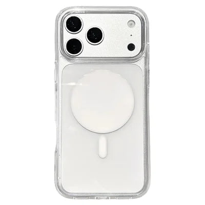 For iPhone 18 Pro Max / 17 Pro Max Magnetic Case Straight Edge Design PC + TPU Phone Cover - Transparent White