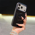 For iPhone 18 Pro Max  /  17 Pro Max Case Magnetic Rotating Kickstand Anti Yellowing PC + TPU Phone Cover - Black