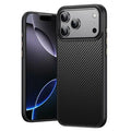 For iPhone 18 Pro Max / 17 Pro Max Magnetic Case Carbon Fiber Texture Shockproof Phone Back Cover - Black