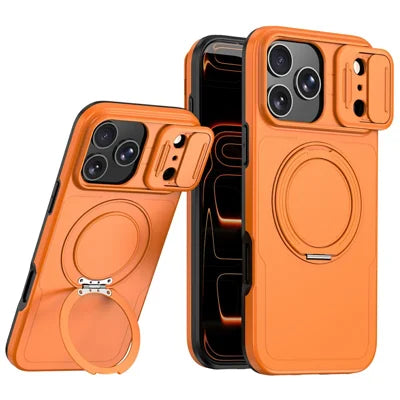 For iPhone 18 Pro Max / 17 Pro Max Case with Kickstand Sliding Camera Protection TPU + PC Shockproof Phone Cover - Orange