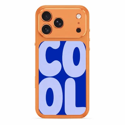 For iPhone 18 Pro Max  /  17 Pro Max Magnetic Case Metal Frame Dopamine Contrast Color COOL Letter Printed Phone Back Cover - Orange