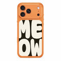 For iPhone 18 Pro Max  /  17 Pro Max Magnetic Case Metal Frame Dopamine Contrast Color MEOW Letter Printed Phone Back Cover - Orange