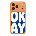 For iPhone 18 Pro Max  /  17 Pro Max Magnetic Case Metal Frame Dopamine Contrast Color OKAY Letter Printed Phone Back Cover - Orange