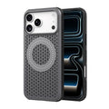 For iPhone 18 Pro Max / 17 Pro Max Magnetic Case Breathable Cooling Hollow Out Shockproof Airbag Corners TPU + PC Phone Back Cover - Dark Grey