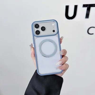 For iPhone 18 Pro Max / 17 Pro Max Magnetic Case Clear PC + PC Phone Protective Cover - Blue