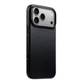 MELKCO for iPhone 18 Pro Max / 17 Pro Max Magnetic Case Oil Wax Genuine Cow Leather Full Coverage Phone Back Cover - Black