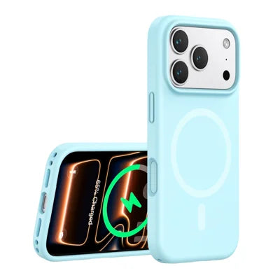 For iPhone 18 Pro Max / 17 Pro Max Case Compatible with MagSafe PC + Liquid Silicone Phone Cover - White Ice Blue
