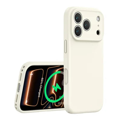 For iPhone 18 Pro Max / 17 Pro Max Magnetic Case Precision Fit PC + Liquid Silicone Protective Phone Cover - Antique White