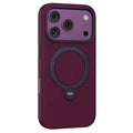 MUTURAL for iPhone 18 Pro Max / 17 Pro Max Phone Case Magnetic Rotating Kickstand Litchi Texture Back Cover - Cherry Red