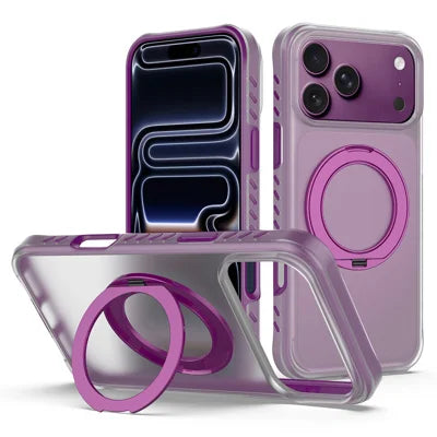 For iPhone 18 Pro Max / 17 Pro Max Phone Case Rotating Magnetic Kickstand TPU + PC Matte Shockproof Back Cover - Cherry Red