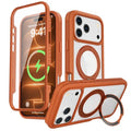 For iPhone 18 Pro Max / 17 Pro Max Case with Built-in Screen Protector Rotating Magnetic Kickstand Phone Cover - Orange