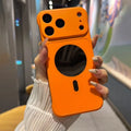 For iPhone 18 Pro Max / 17 Pro Max Magnetic Case Makeup Mirror PC Frameless Phone Back Cover - Orange