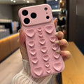 For iPhone 18 Pro Max / 17 Pro Max Phone Case Heart Silicone Suction Cup PC Frameless Shockproof Back Cover - Pink