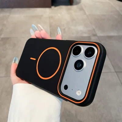 For iPhone 18 Pro Max / 17 Pro Max Magnetic Case Contrast Color Skin Touch Matte Hard PC Shockproof Phone Back Cover - Black