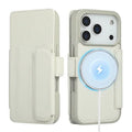 For iPhone 18 Pro Max / 17 Pro Max Leather Case Litchi Texture 4 Card Slots Magnetic Closure Stand Phone Cover - White