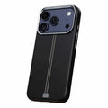 For iPhone 18 Pro Max / 17 Pro Max Magnetic Case Vintage PU Leather Coated PC Fingerprint-Resistant Phone Cover - Black
