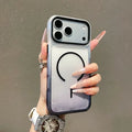 For iPhone 18 Pro Max / 17 Pro Max Magnetic Case with AI Button Gradient Clear PC + TPU Phone Cover - Black