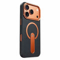 For iPhone 18 Pro Max / 17 Pro Max Magnetic Case Rotatable Kickstand Skin-Friendly Elephant Skin Texture PU Leather + PC Phone Cover - Black