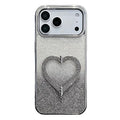 SULADA For iPhone 18 Pro Max / 17 Pro Max Phone Case Glitter Gradient Silver Edge Back Cover with Heart Ring Kickstand - Grey Silver Gradient