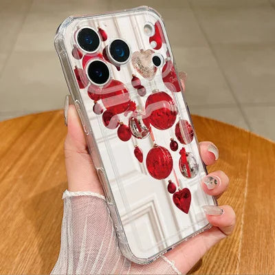 For iPhone 18 Pro Max / 17 Pro Max Case Christmas Pattern Card Slot Four Corner Airbag Shockproof TPU Phone Cover - C150 Grey