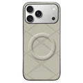 For iPhone 18 Pro Max / 17 Pro Max Magnetic Case X-Patterned TPU PU Leather PC Anti-Drop Phone Cover - Grey