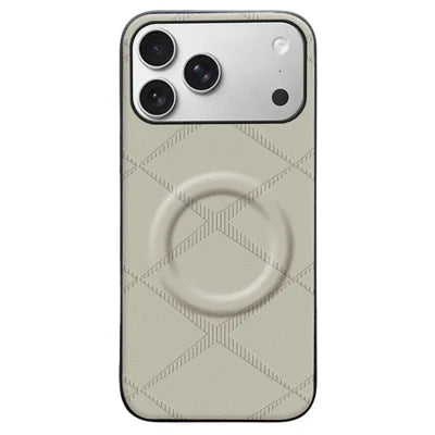 For iPhone 18 Pro Max / 17 Pro Max Magnetic Case X-Patterned TPU PU Leather PC Anti-Drop Phone Cover - Grey