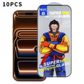 For iPhone 18 Pro Max / 17 Pro Max 10Pcs Full Screen Protector 300C Large Arc Anti Static Silk Printing HD Clear Tempered Glass Film - As Shown