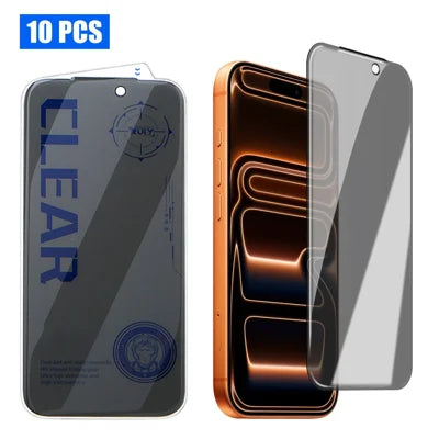 10Pcs For iPhone 17 Pro Max Anti Spy Screen Protector 3D Round Edge Full Coverage Tempered Glass Film - Black