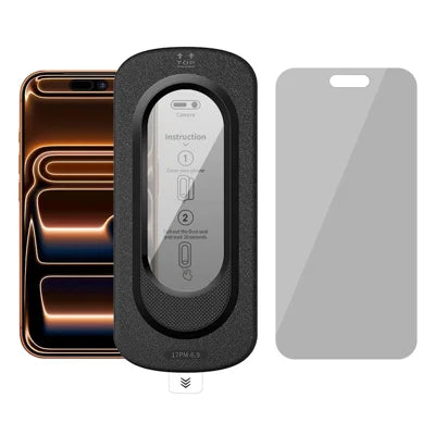 For iPhone 17 Pro Max Anti-Spy Full Screen Protector High Aluminium-silicon Glass Film with Dust Removal Installation Tool - Black