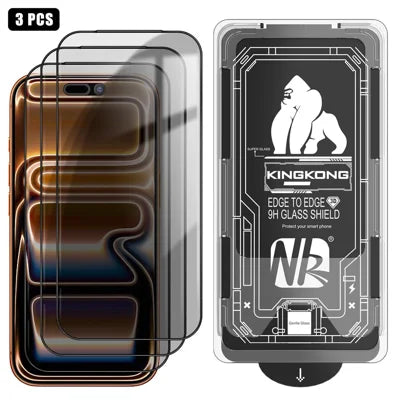 3Pcs For iPhone 17 Pro Max Anti-Spy Full Screen Protector 3D Arc Edge High Aluminium-silicon Glass Film with Dust-Free Installation Tool - Black